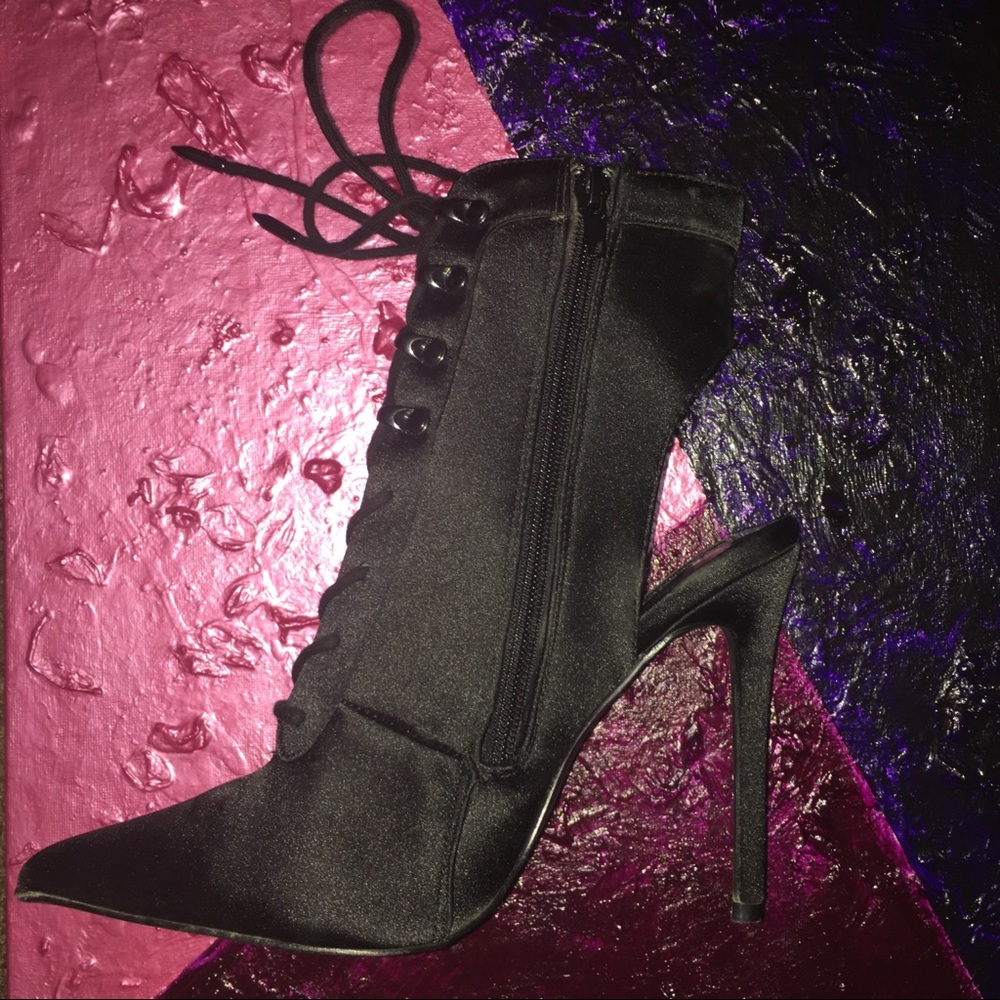 Black lace up heels